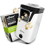 ﻿Liebfeld Popcornmaschine - Heißluft Popcorn Maker ohne Fett & Öl - Retro Küchen Gadget für Pop Mais mit Zucker, Salz - Cooler Snack Automat (Weiß)