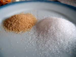 Zucker und Rohrzucker zum karamellisieren